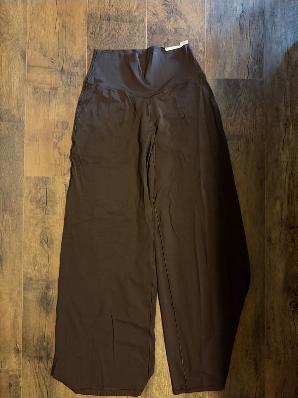 High-Rise Bootcut Wide-Leg Pants in Dark Brown
